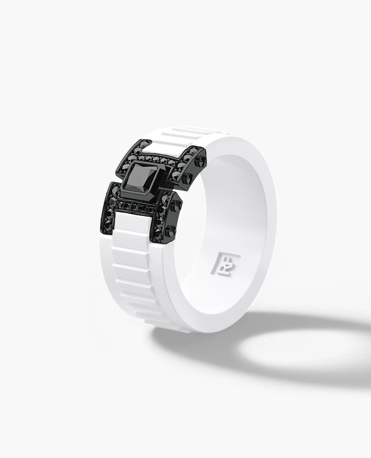 LA PAZ Atomic Silicone & EverBlak Black Gold Ring with 0.50ct Black Diamonds