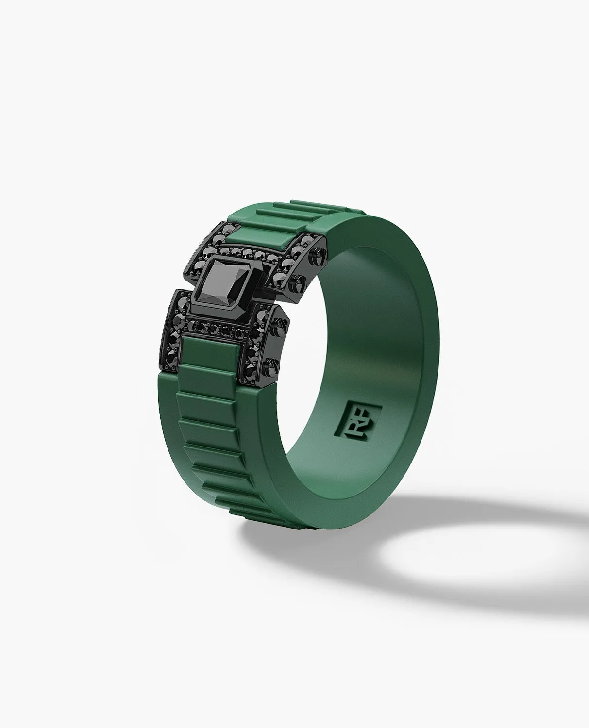 LA PAZ Atomic Silicone & EverBlak Black Gold Ring with 0.50ct Black Diamonds