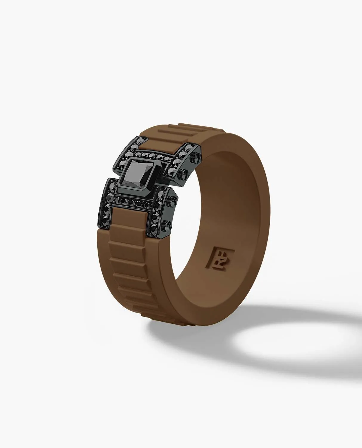 LA PAZ Atomic Silicone & EverBlak Black Gold Ring with 0.50ct Black Diamonds