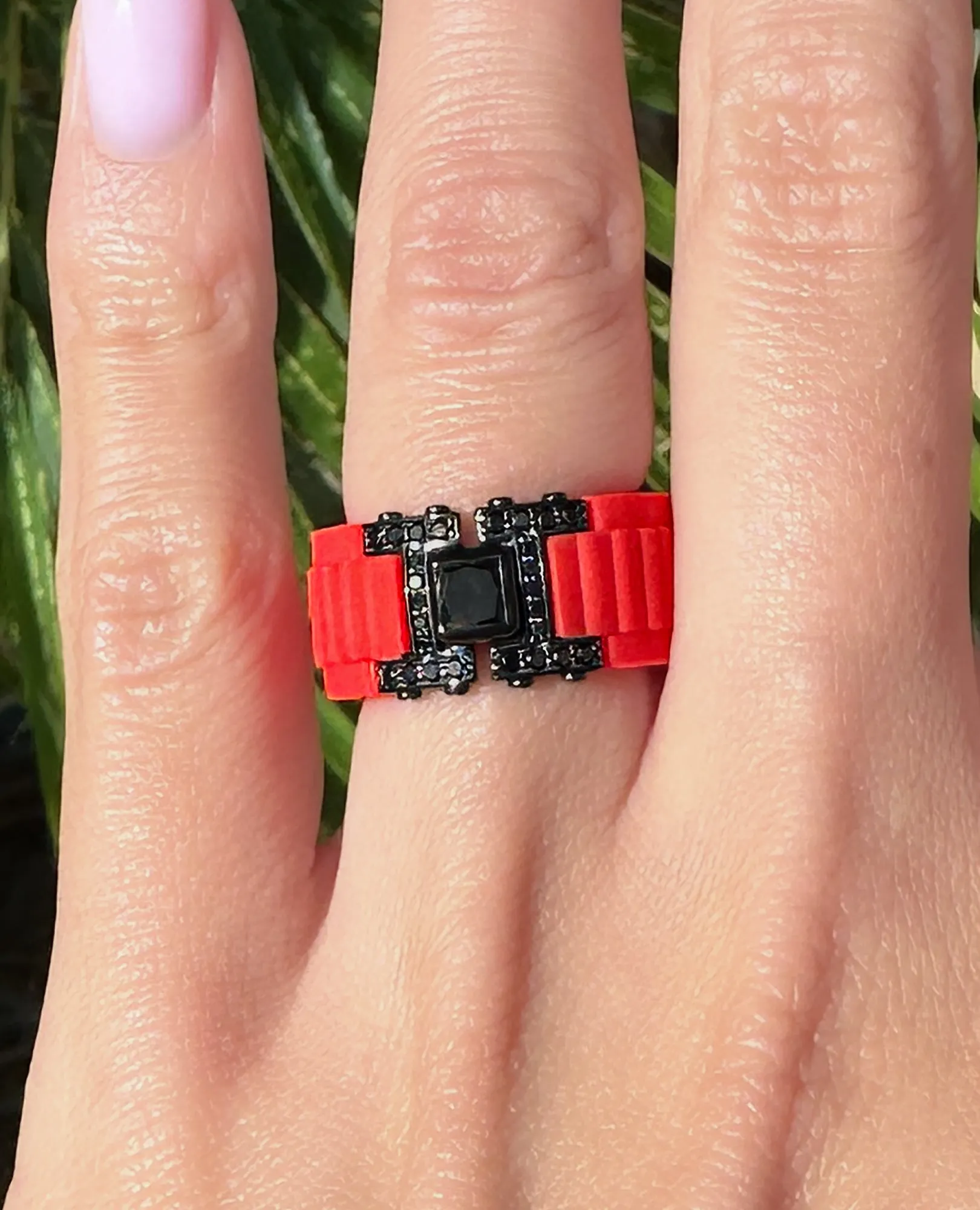LA PAZ Atomic Silicone & EverBlak Black Gold Ring with 0.50ct Black Diamonds