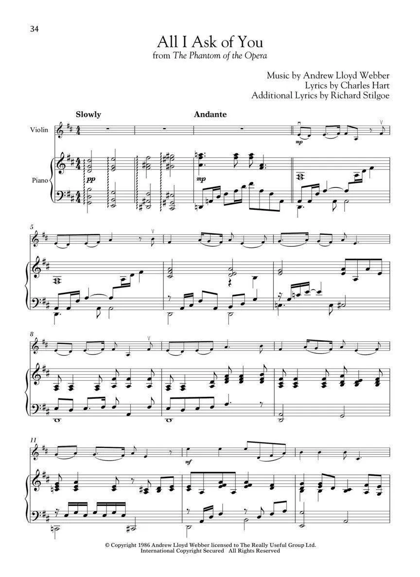 Lloyd Webber for Classical Players for Violin and Piano with Online Accompaniments