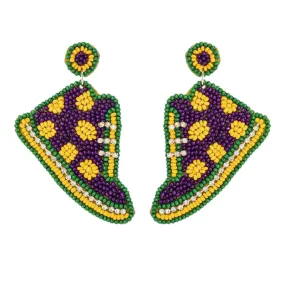 Mardi Gras Iconic Shoes Beaded Handmade Festive Statement Dangle Earrings