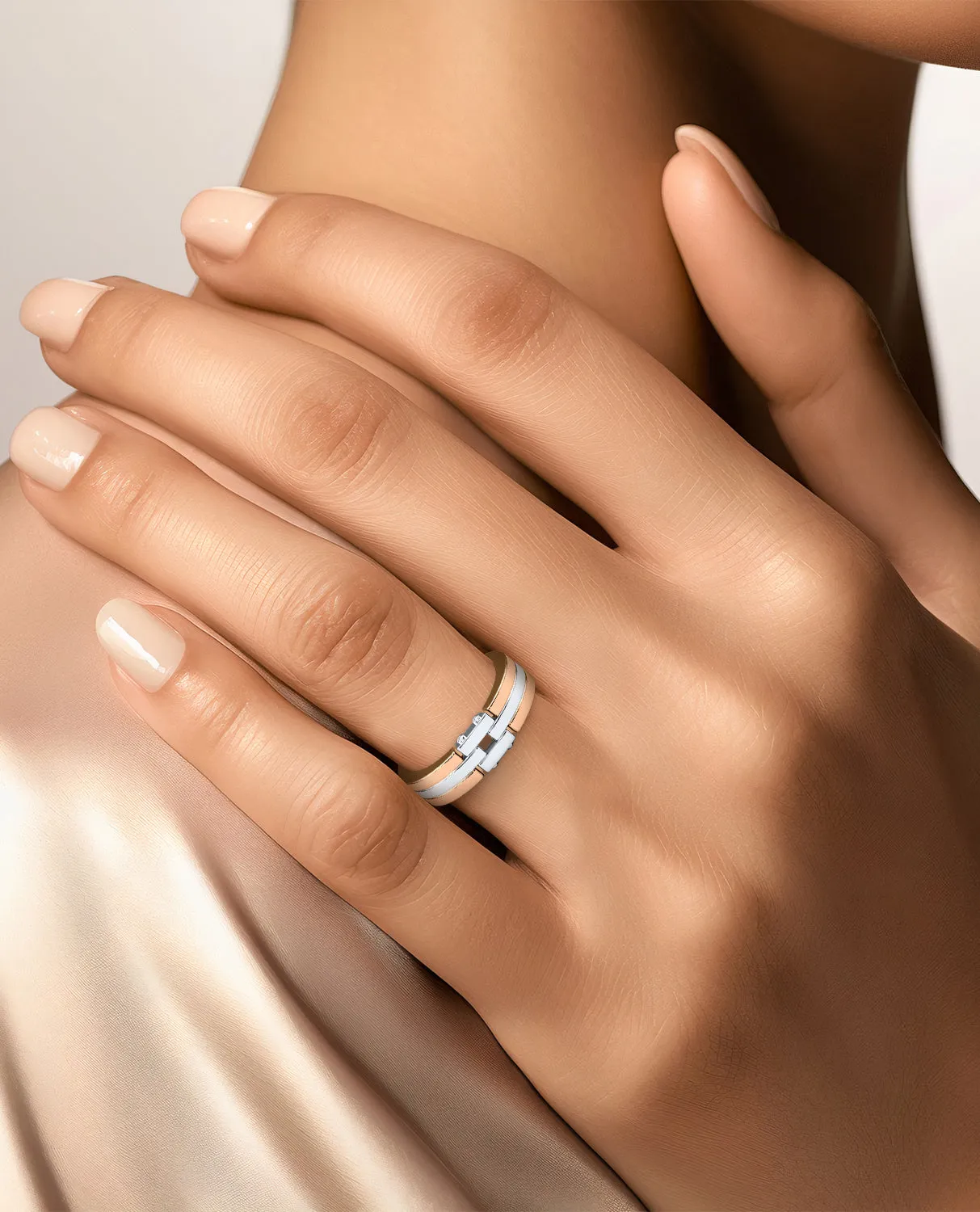 MEIKLE Two Tone Gold Wedding Ring