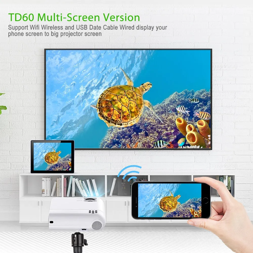 Mini Projector Portable WiFi Android 6.0 Home Cinema for 1080P Video