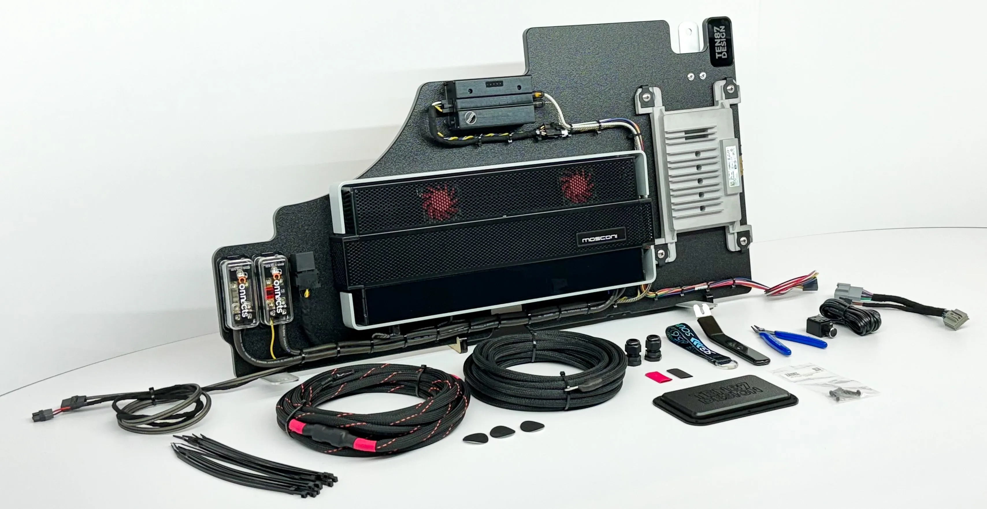 Mosconi-Gladen Loaded Subwoofer 2500wrms Amplifier Rack for Ford F-Series Vehicles (All Factory Systems including B&O Unleashed)