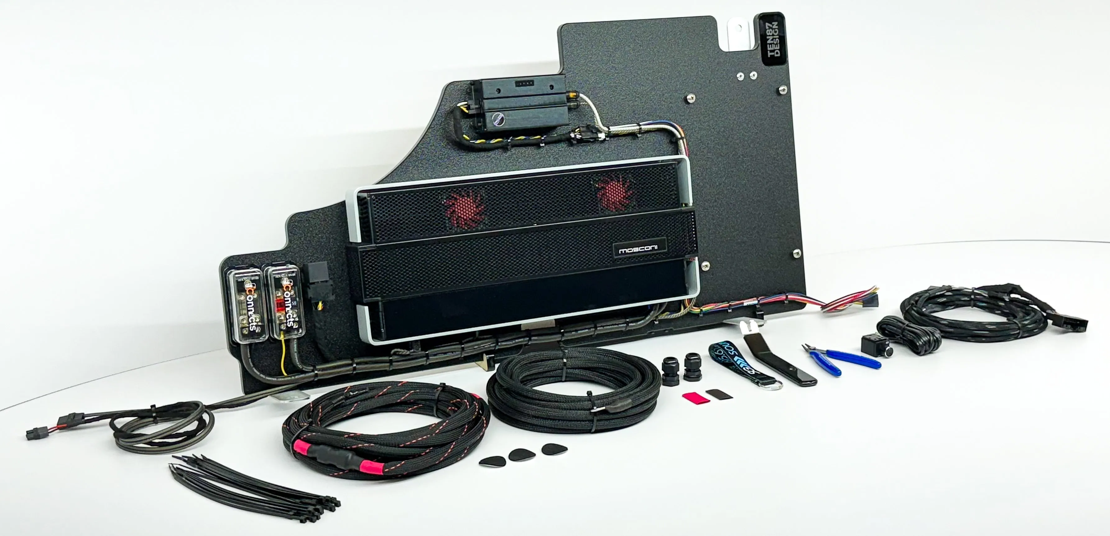 Mosconi-Gladen Loaded Subwoofer 2500wrms Amplifier Rack for Ford F-Series Vehicles (All Factory Systems including B&O Unleashed)