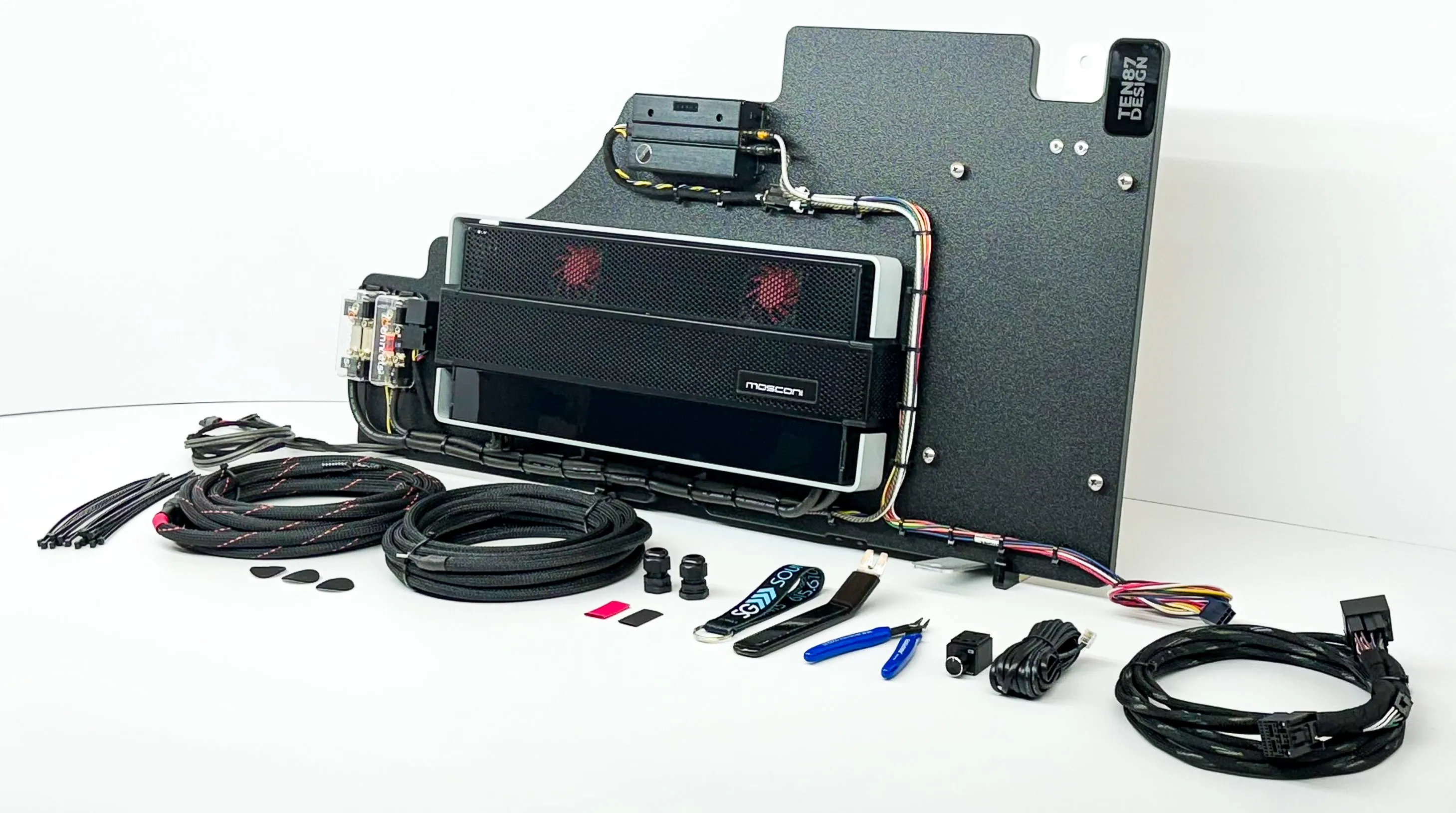 Mosconi-Gladen Loaded Subwoofer 2500wrms Amplifier Rack for Ford F-Series Vehicles (All Factory Systems including B&O Unleashed)