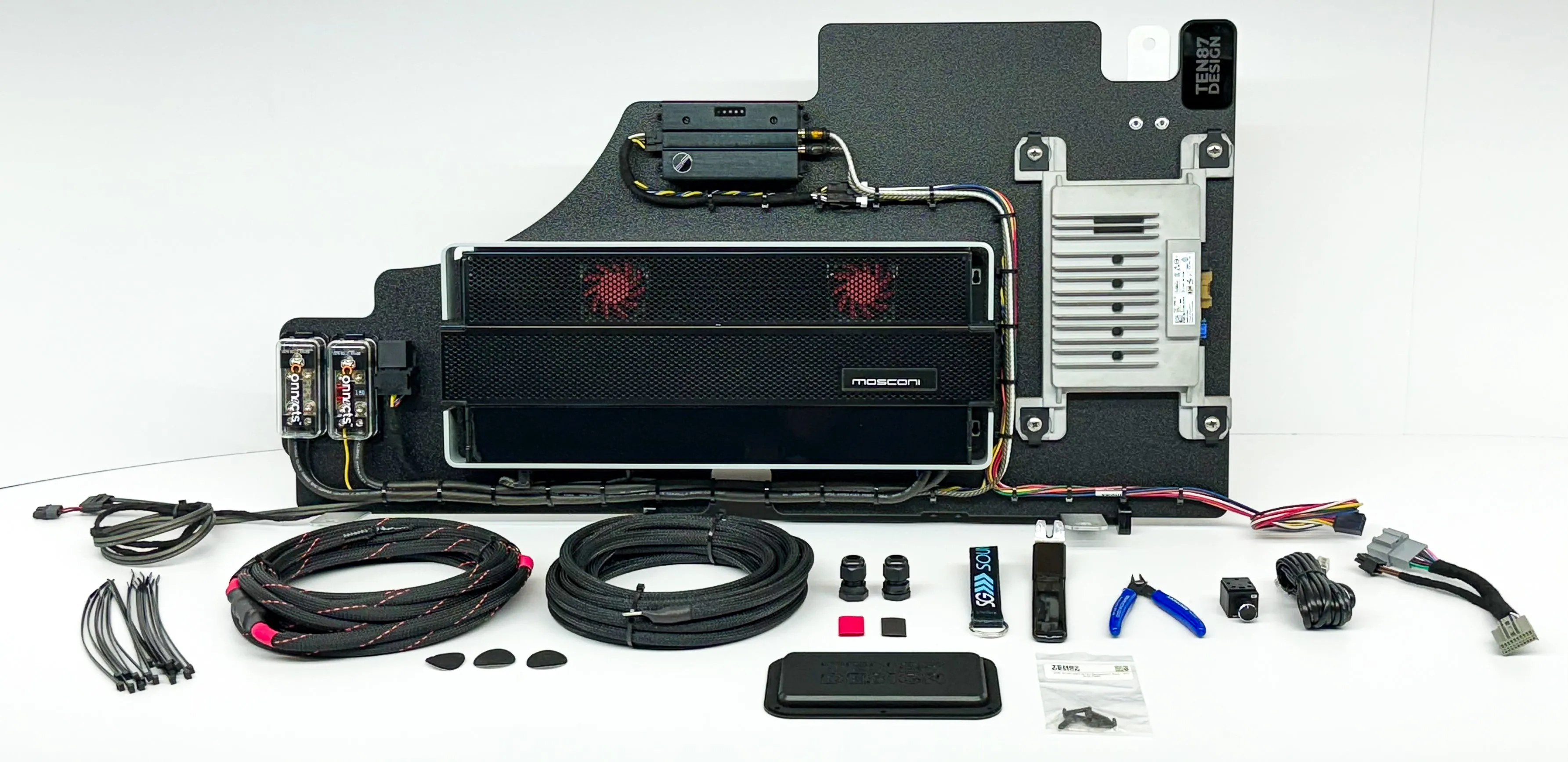 Mosconi-Gladen Loaded Subwoofer 2500wrms Amplifier Rack for Ford F-Series Vehicles (All Factory Systems including B&O Unleashed)