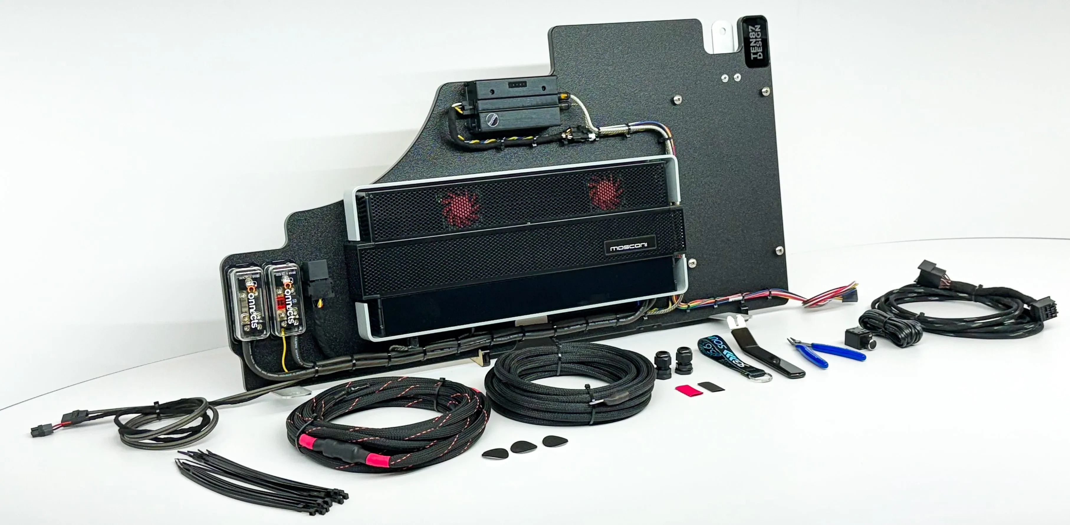 Mosconi-Gladen Loaded Subwoofer 2500wrms Amplifier Rack for Ford F-Series Vehicles (All Factory Systems including B&O Unleashed)
