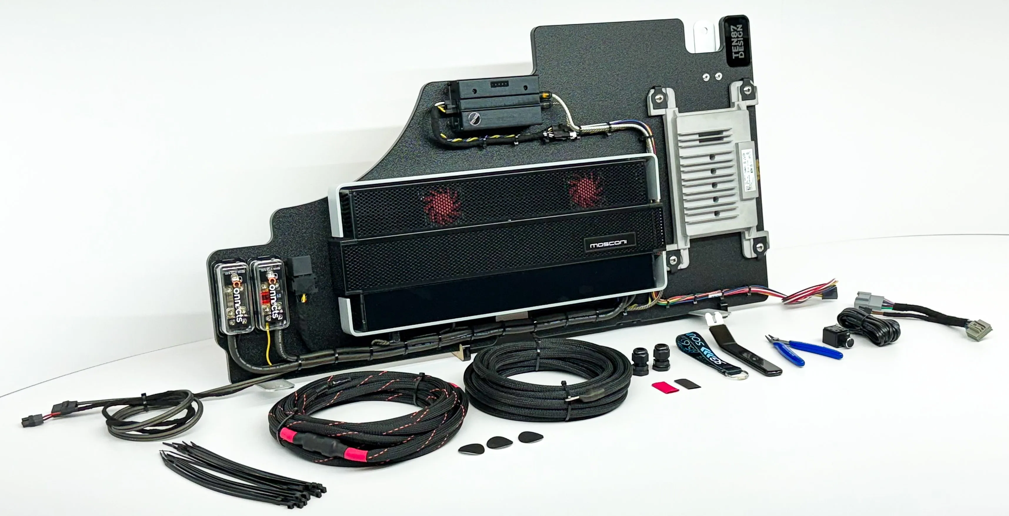 Mosconi-Gladen Loaded Subwoofer 2500wrms Amplifier Rack for Ford F-Series Vehicles (All Factory Systems including B&O Unleashed)