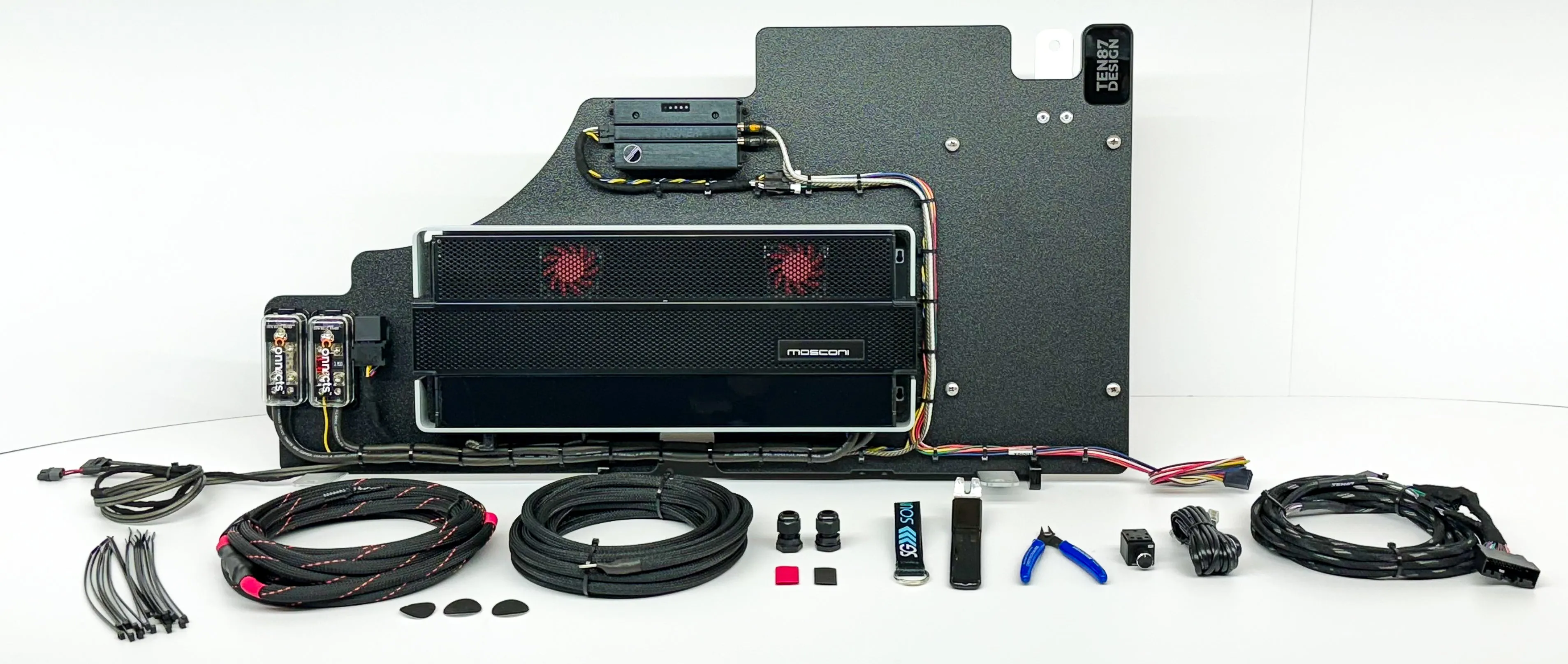 Mosconi-Gladen Loaded Subwoofer 2500wrms Amplifier Rack for Ford F-Series Vehicles (All Factory Systems including B&O Unleashed)