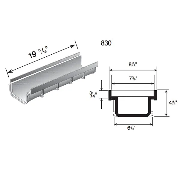 NDS - 830 - 8" X 20" SHALLOW PROFILE DRAIN