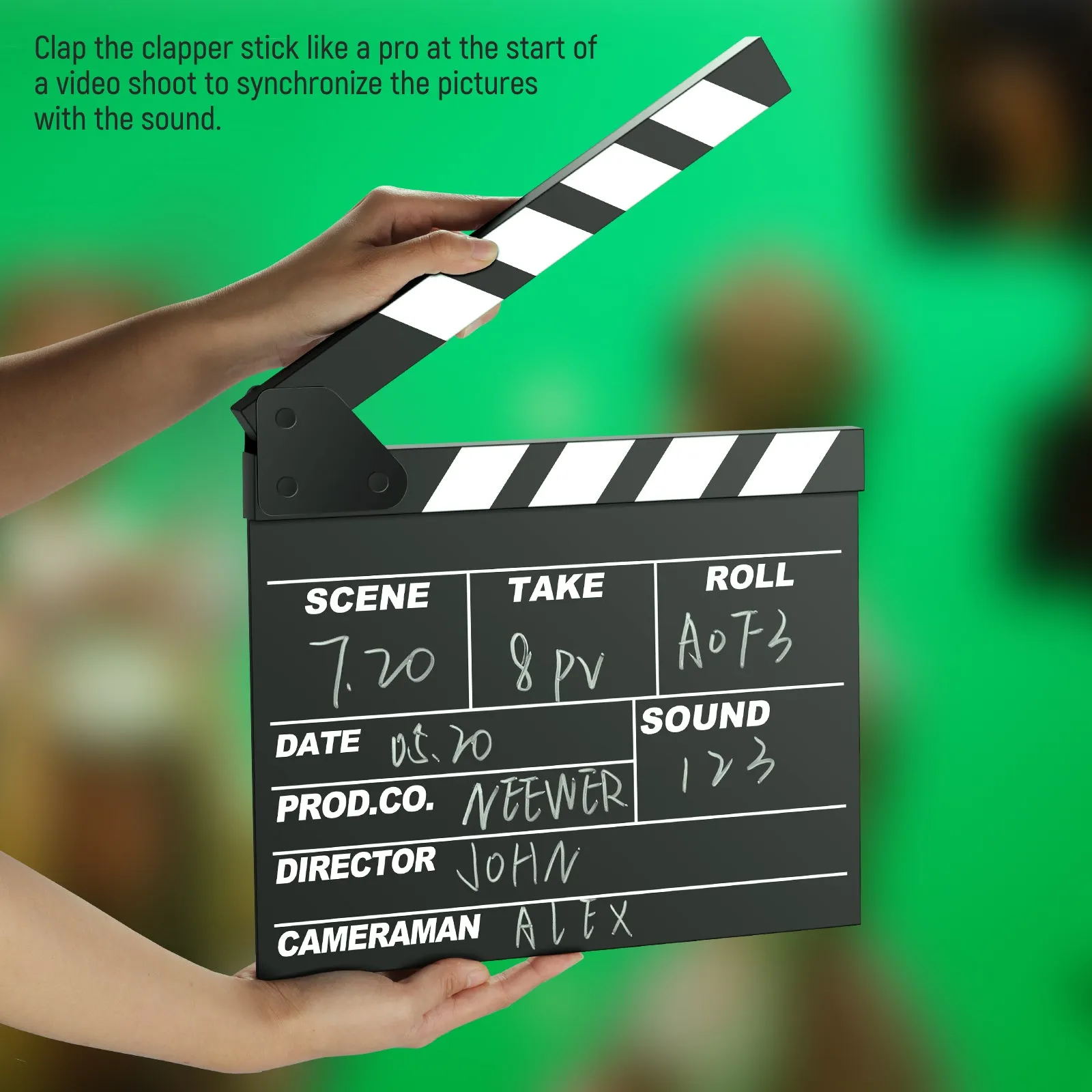 NEEWER 12'' x 11''/30cm x 27cm Wooden Director's Film Movie Slateboard Clapper Board