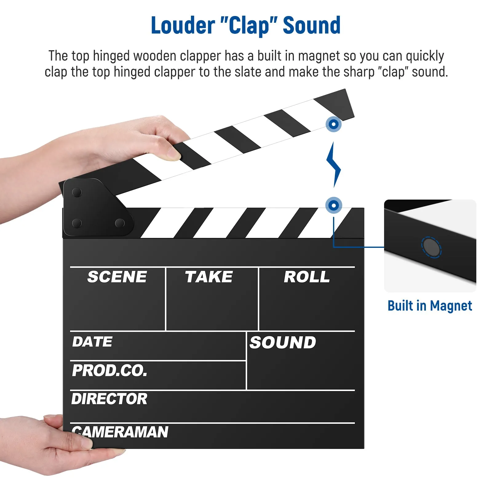 NEEWER 12'' x 11''/30cm x 27cm Wooden Director's Film Movie Slateboard Clapper Board