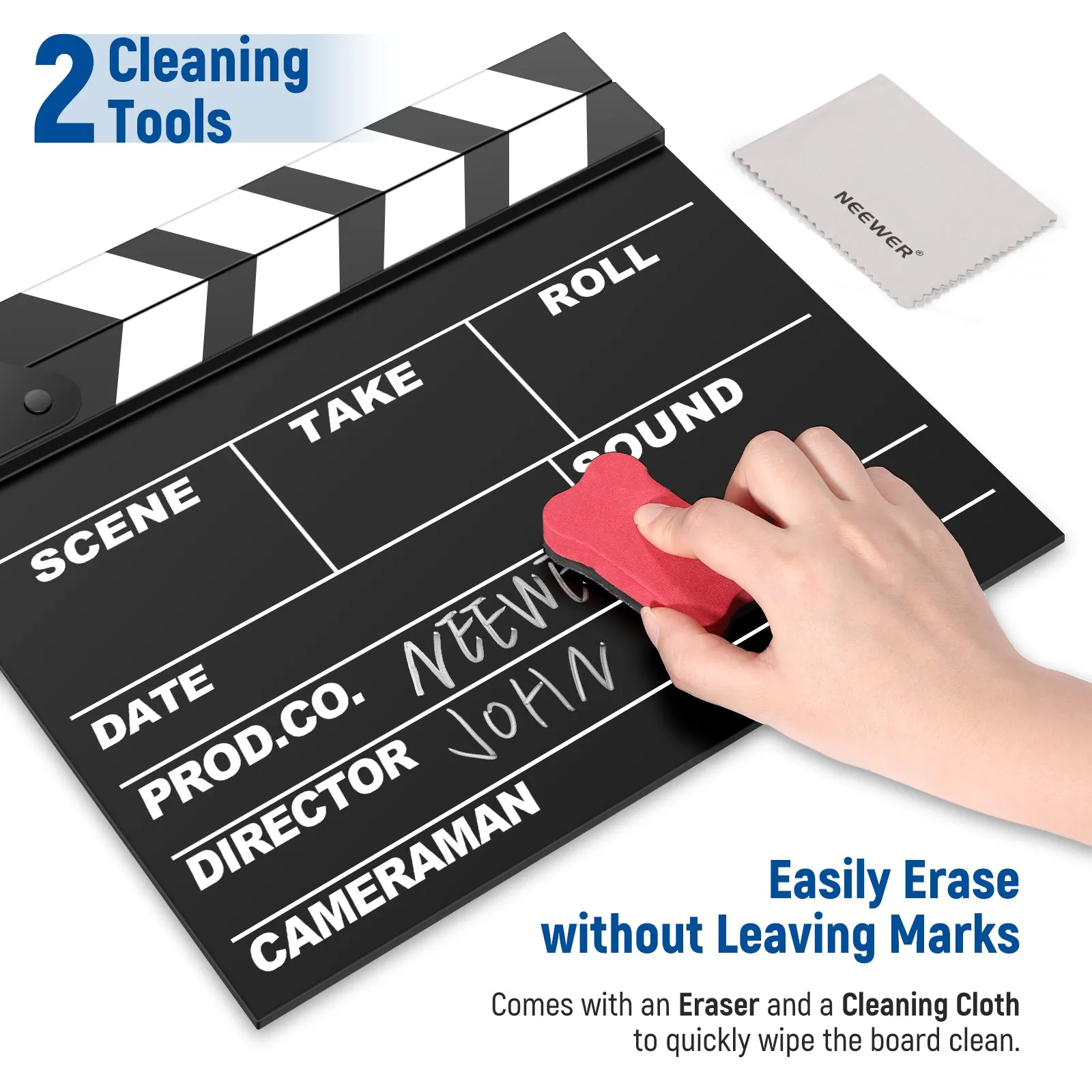 NEEWER 12'' x 11''/30cm x 27cm Wooden Director's Film Movie Slateboard Clapper Board