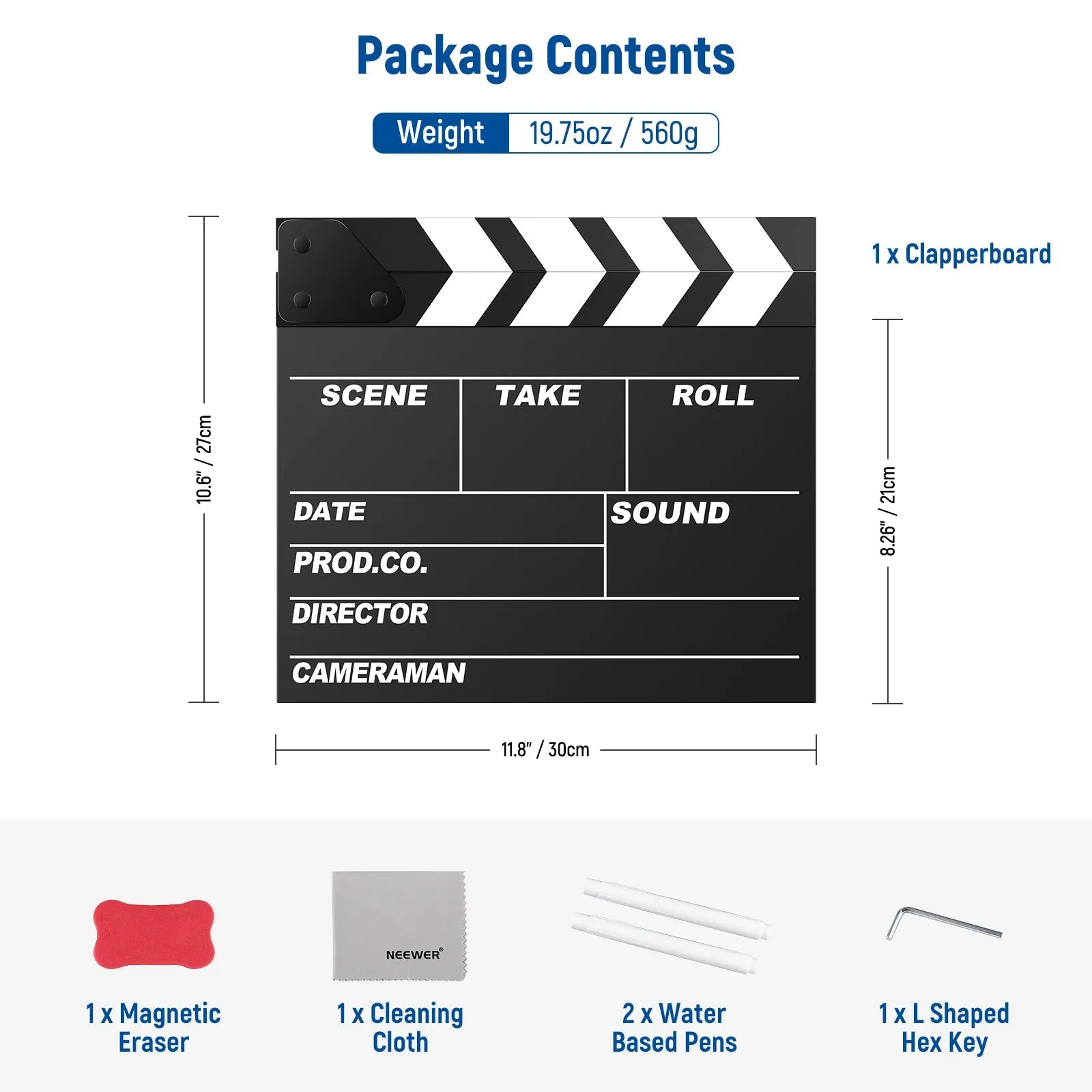 NEEWER FCB01 12"x11"/30x27cm Film Movie Clapper Board