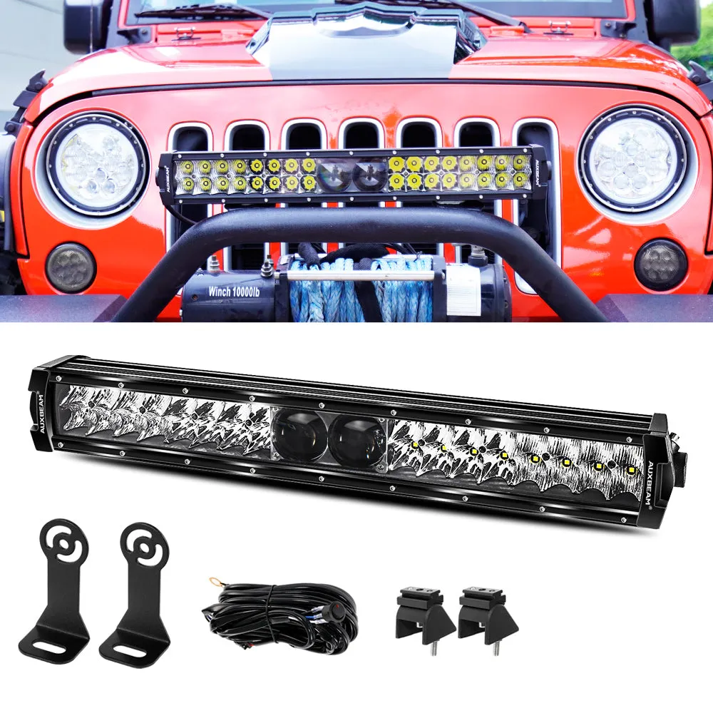 NEW 5D-PRO Series Spot Led Light Bars with DT Wiring Harness Kit For JEEP