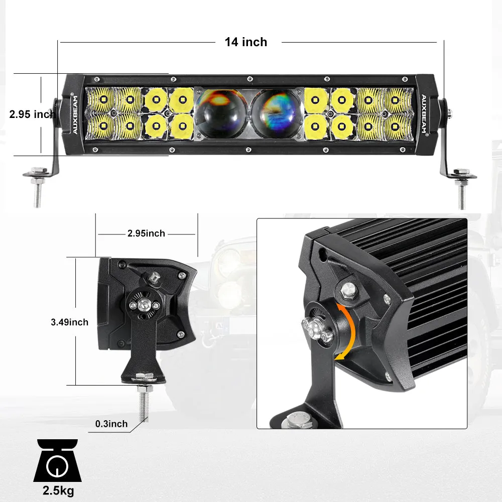 NEW 5D-PRO Series Spot Led Light Bars with DT Wiring Harness Kit For JEEP