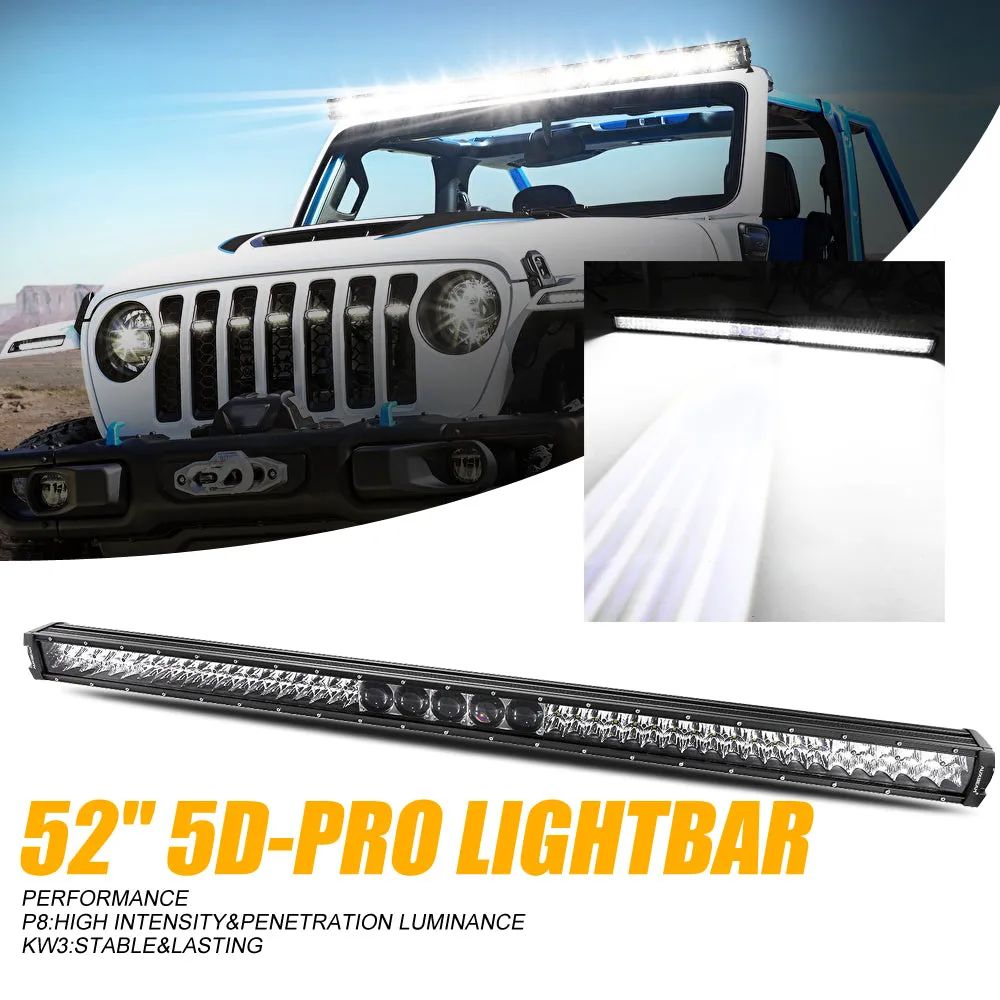 NEW 5D-PRO Series Spot Led Light Bars with DT Wiring Harness Kit For JEEP