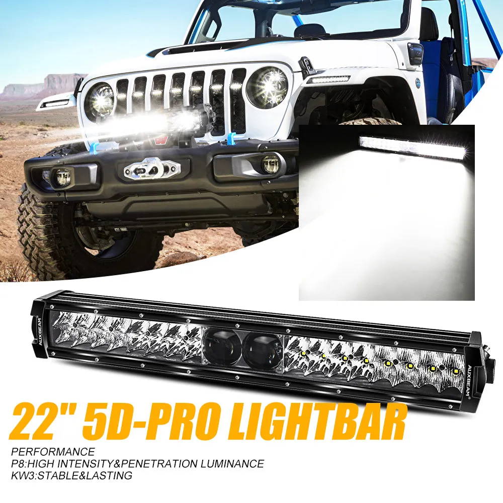 NEW 5D-PRO Series Spot Led Light Bars with DT Wiring Harness Kit For JEEP