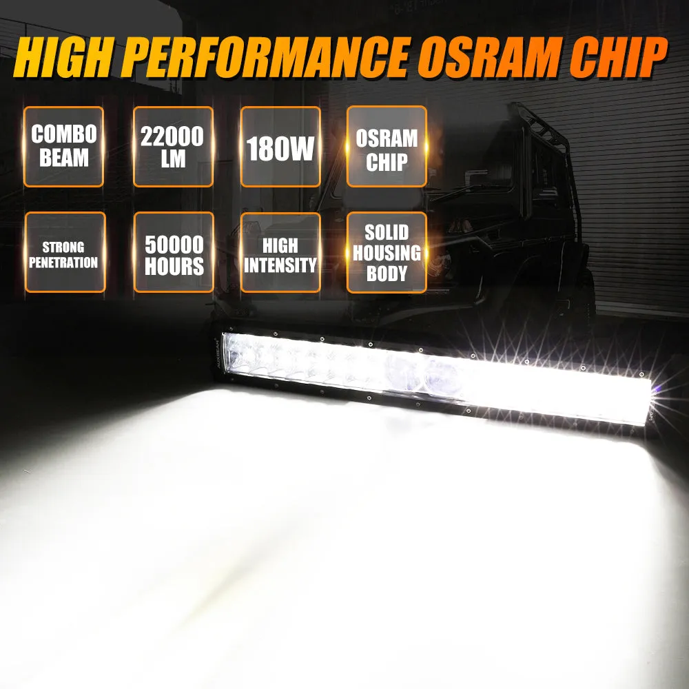NEW VERSION 22 Inch 5D-PRO Series Combo Dual Row LED Light Bar with DT Wiring Harness Kit for Chevy Colorado