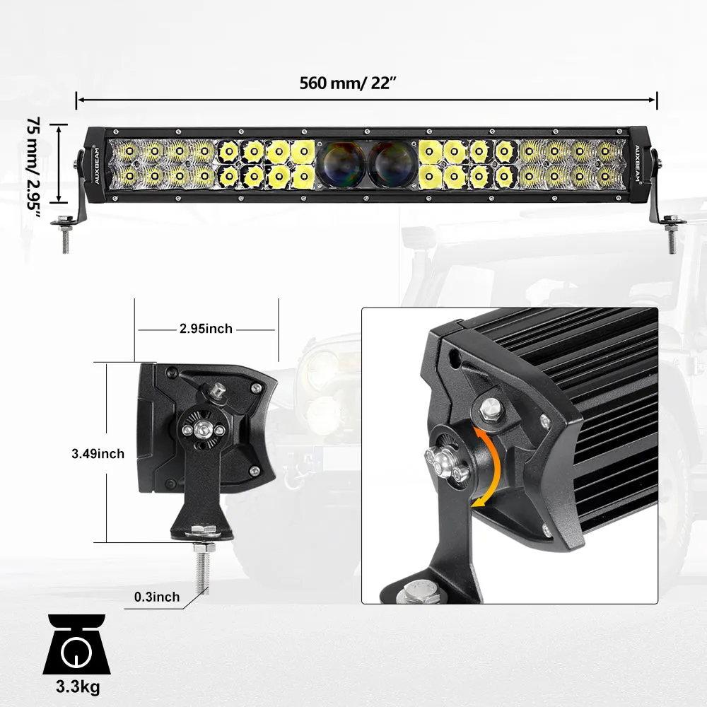 NEW VERSION 22 Inch 5D-PRO Series Combo Dual Row LED Light Bar with DT Wiring Harness Kit for Chevy Colorado