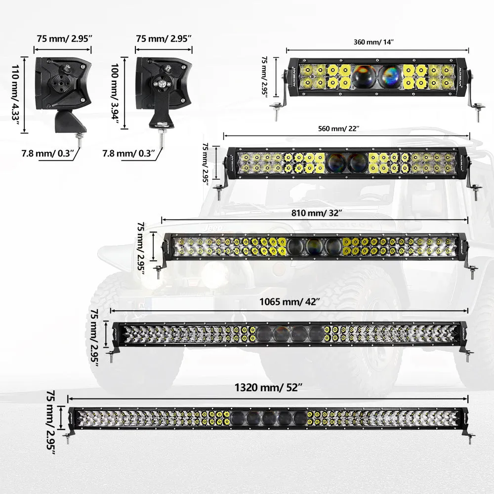 NEW VERSION 22 Inch 5D-PRO Series Combo Dual Row LED Light Bar with DT Wiring Harness Kit for Chevy Colorado