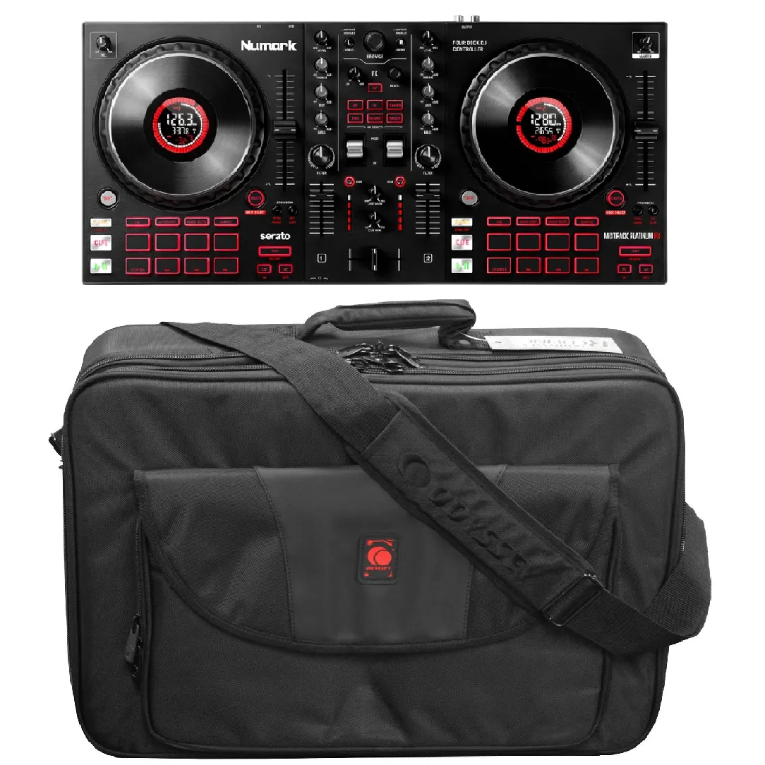 Numark MIXTRACKPLATFX 4-Deck DJ Controller & BRLDIGITALXLE Soft Case Bundle