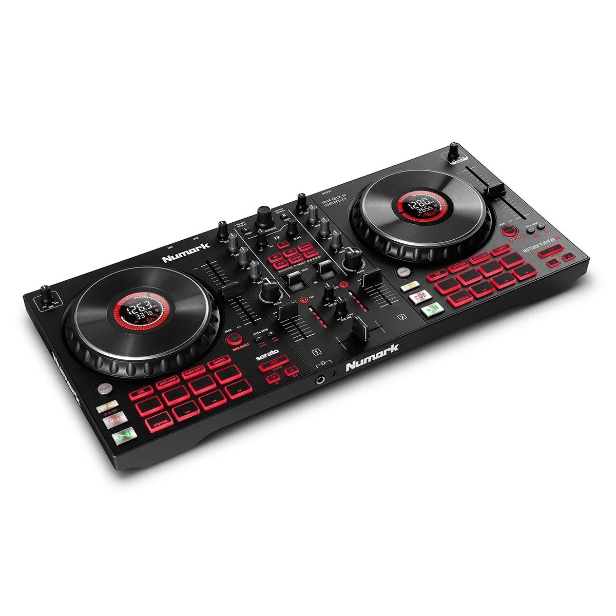 Numark MIXTRACKPLATFX 4-Deck DJ Controller & BRLDIGITALXLE Soft Case Bundle