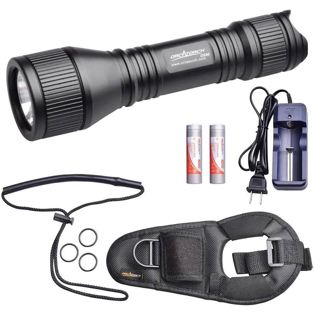 Open Box Orcatorch D550 Lightweight Tail Magnetic Switch Diving Light