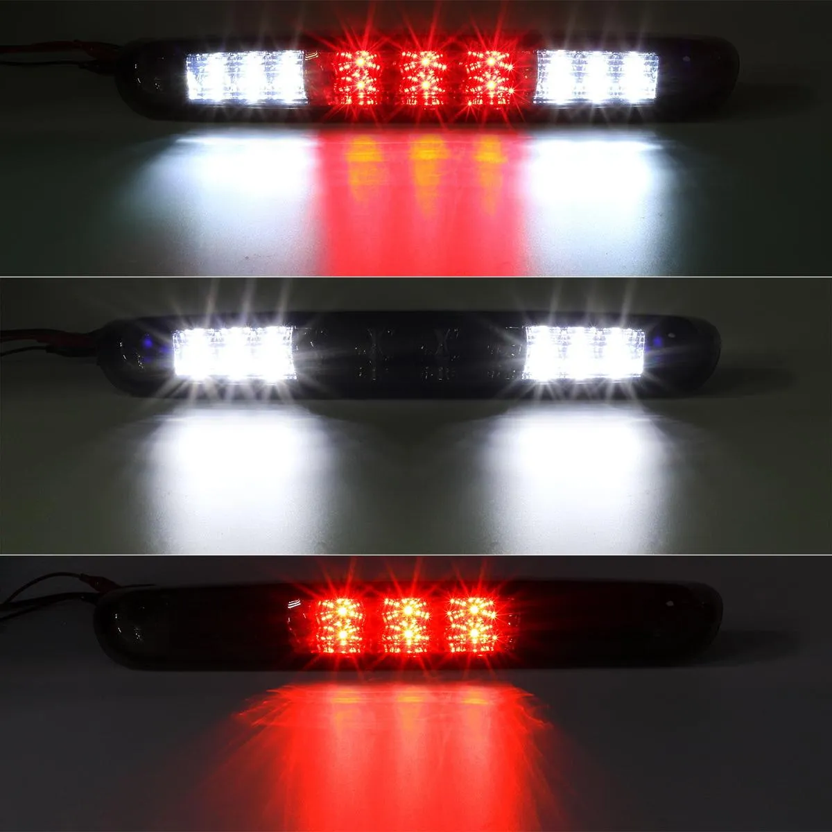 Partsam Replacement For Silverado 2007-2013 Silverado/Sierra 1500 2500 3500 2014 Classic Model Red/White LED Smoke Lens High Mount 3rd Third Brake Light Cargo Tail Lamp
