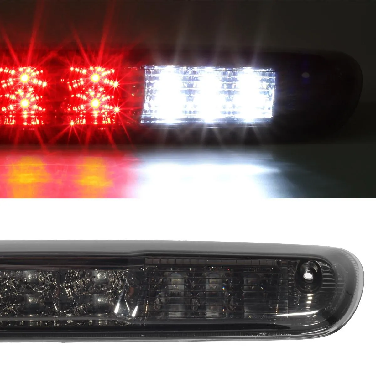 Partsam Replacement For Silverado 2007-2013 Silverado/Sierra 1500 2500 3500 2014 Classic Model Red/White LED Smoke Lens High Mount 3rd Third Brake Light Cargo Tail Lamp