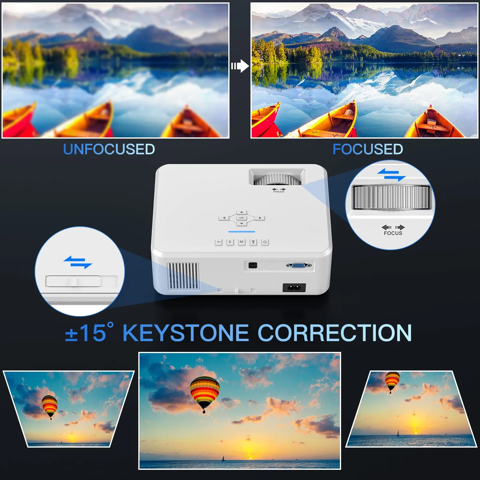 Pericat Projector with WiFi and Bluetooth, 5G WiFi Native 1080P Movie Projector, 9800L 4K Supported Portable Outdoor Projector