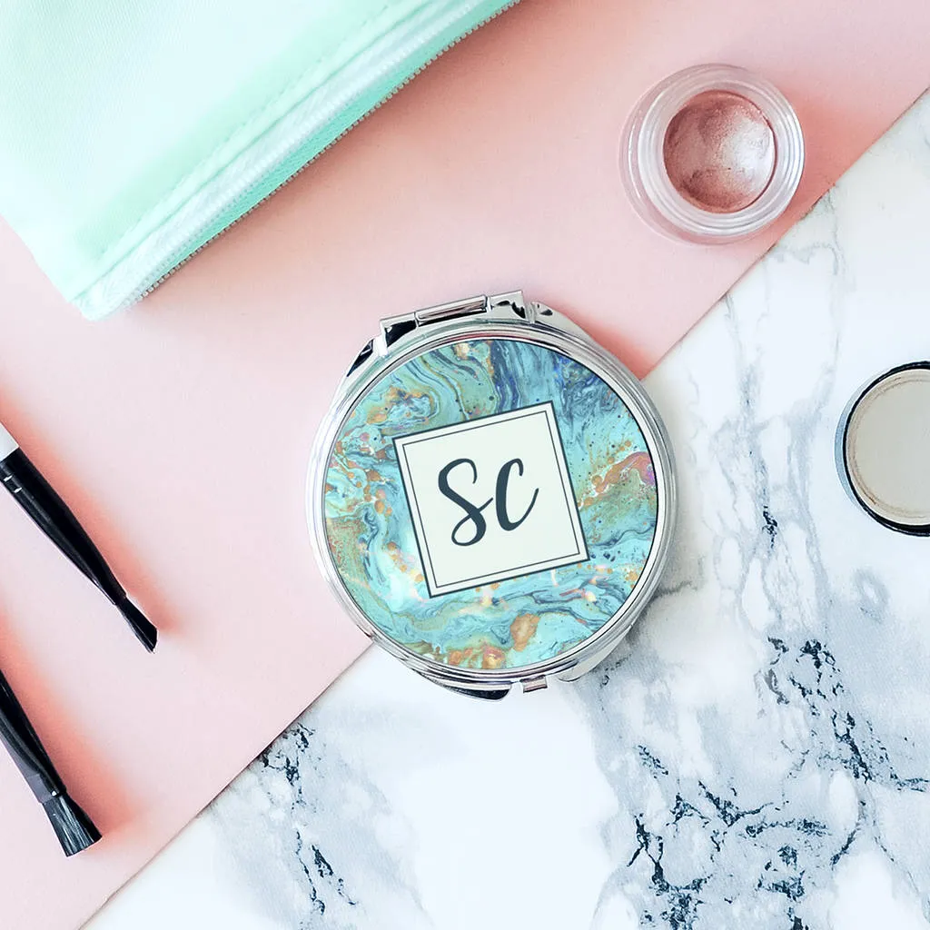 Personalised Marble Monogram Pocket Mirror