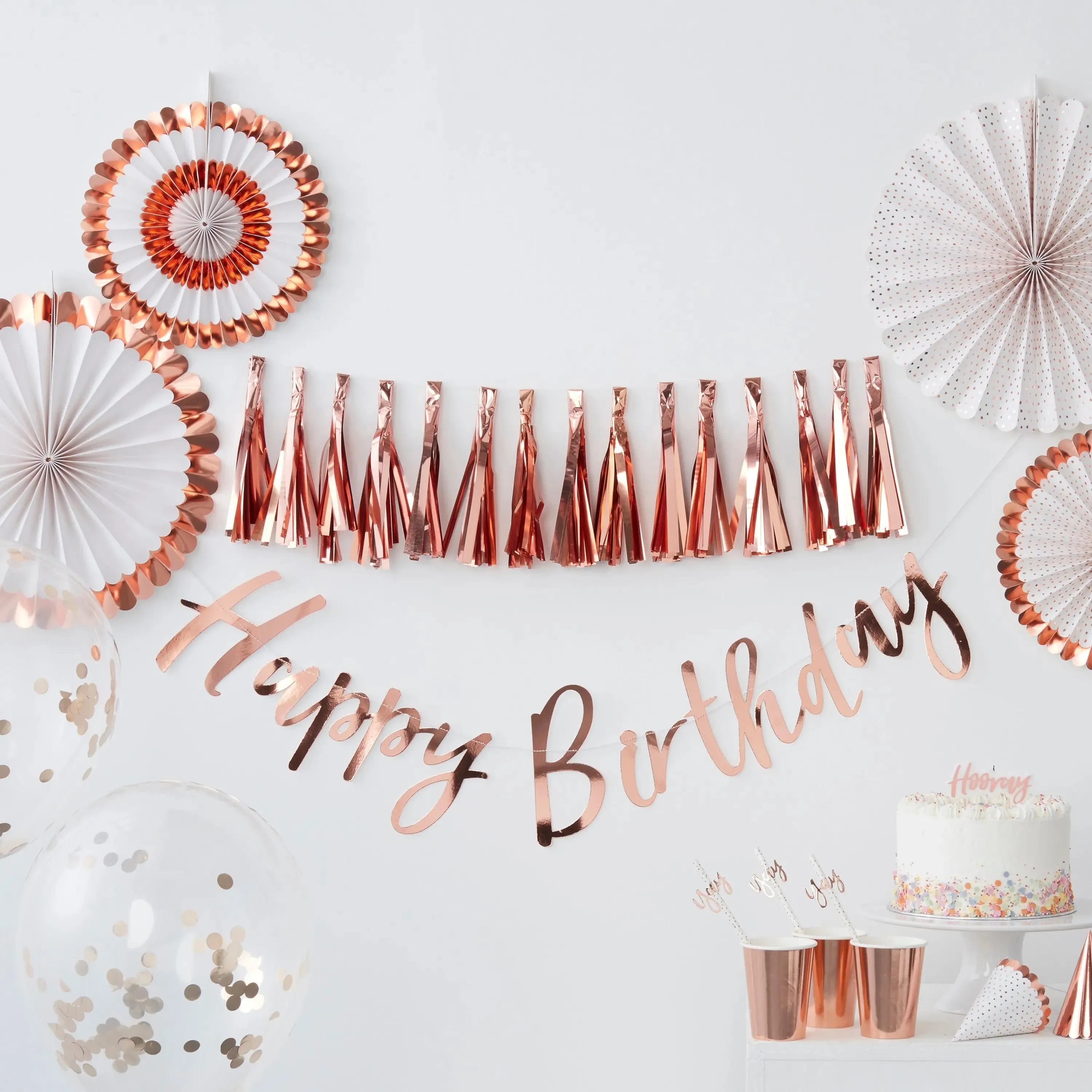 (PM-339) Paper Fan Rose Gold Party Decorations