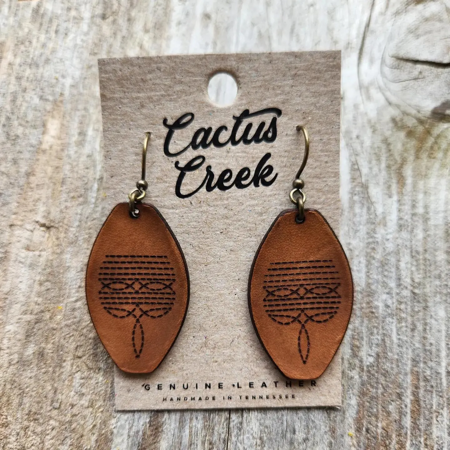 "Dallas" Handmade Tooled Leather Western Earrings