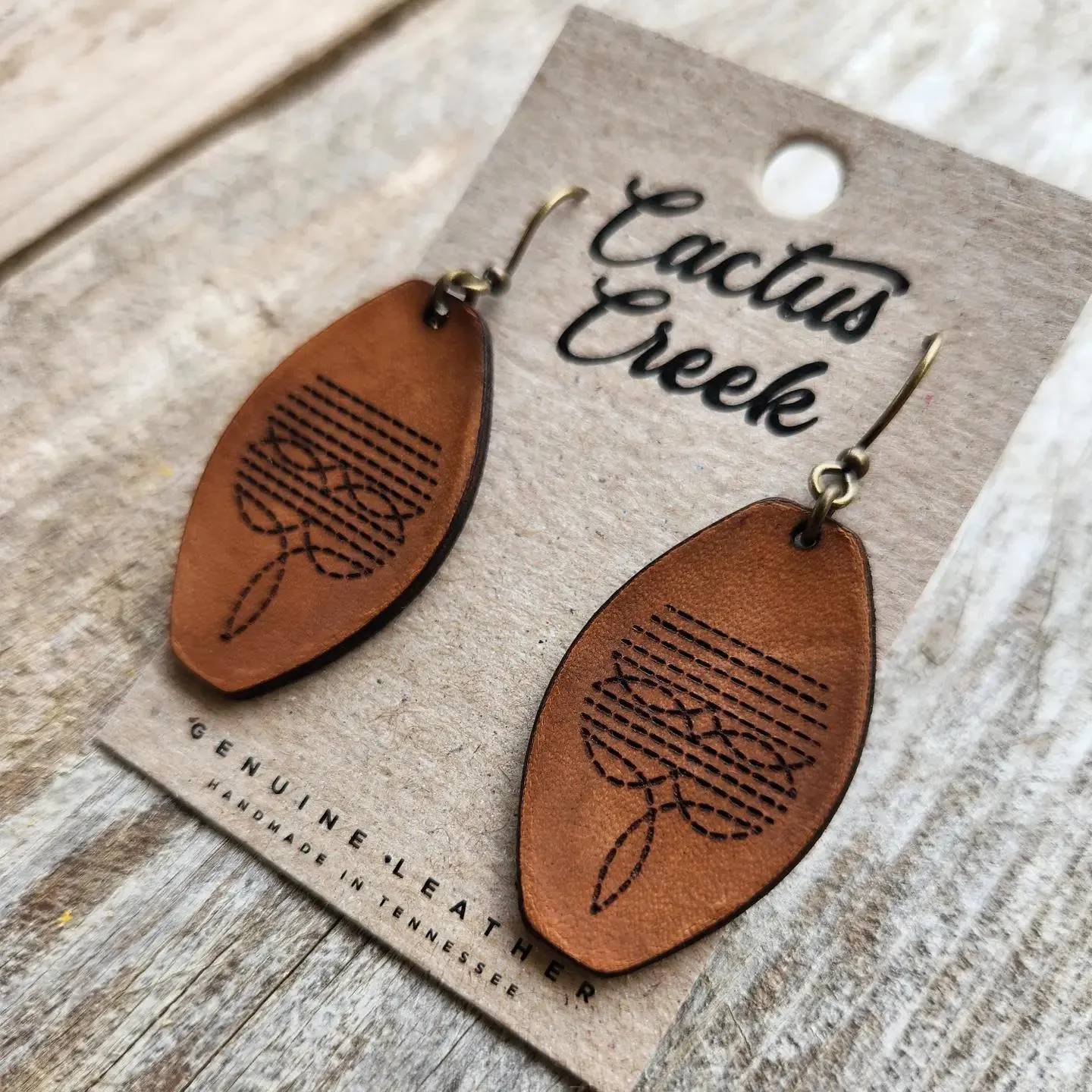 "Dallas" Handmade Tooled Leather Western Earrings