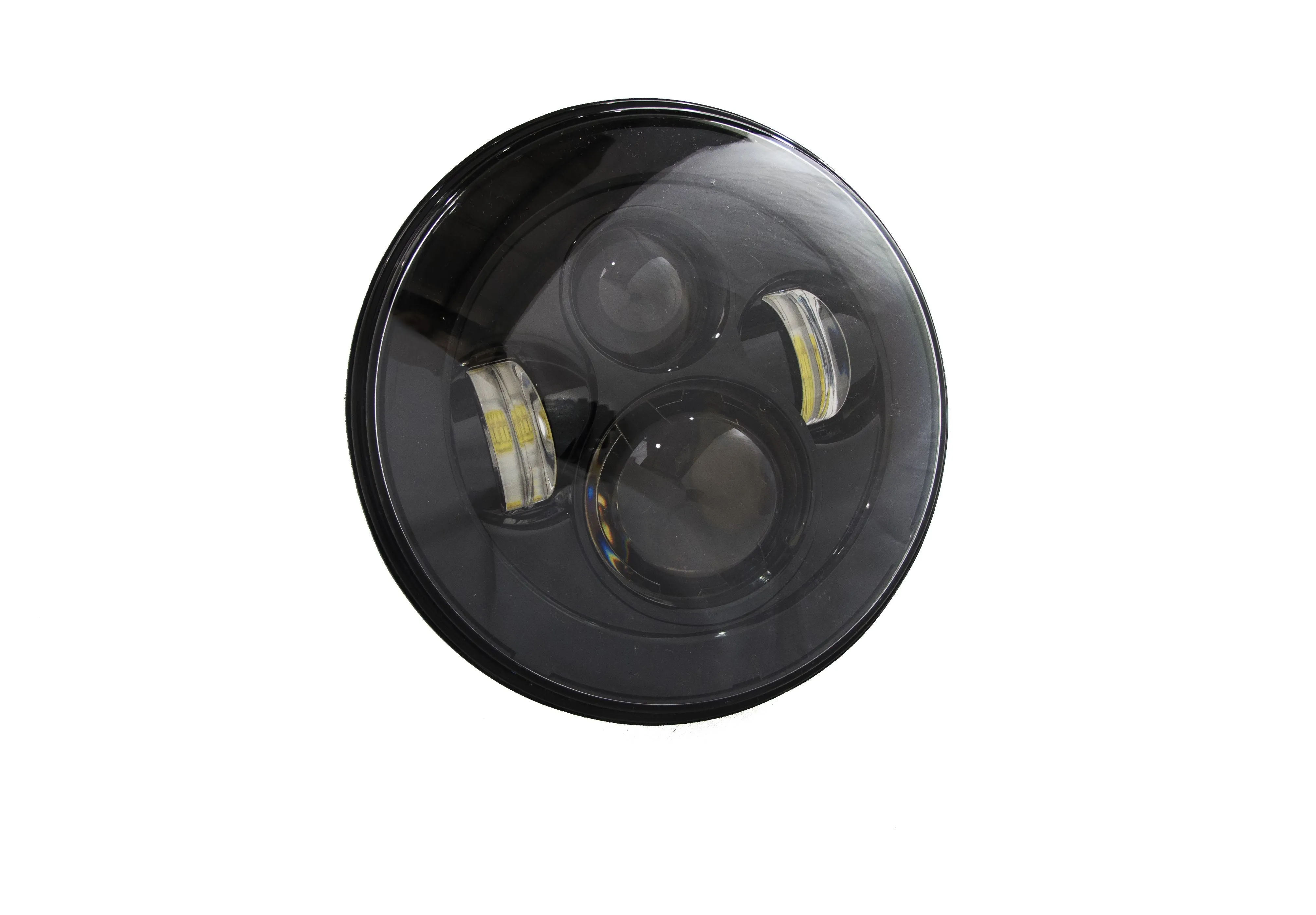 Race Sport RS Headlights Jeep Wrangler LJ Unlimited 4 Dr (04-06) [7in LED Projector Conversion Kit 4x10W ] Plug-&-Play H4 H/L - Black