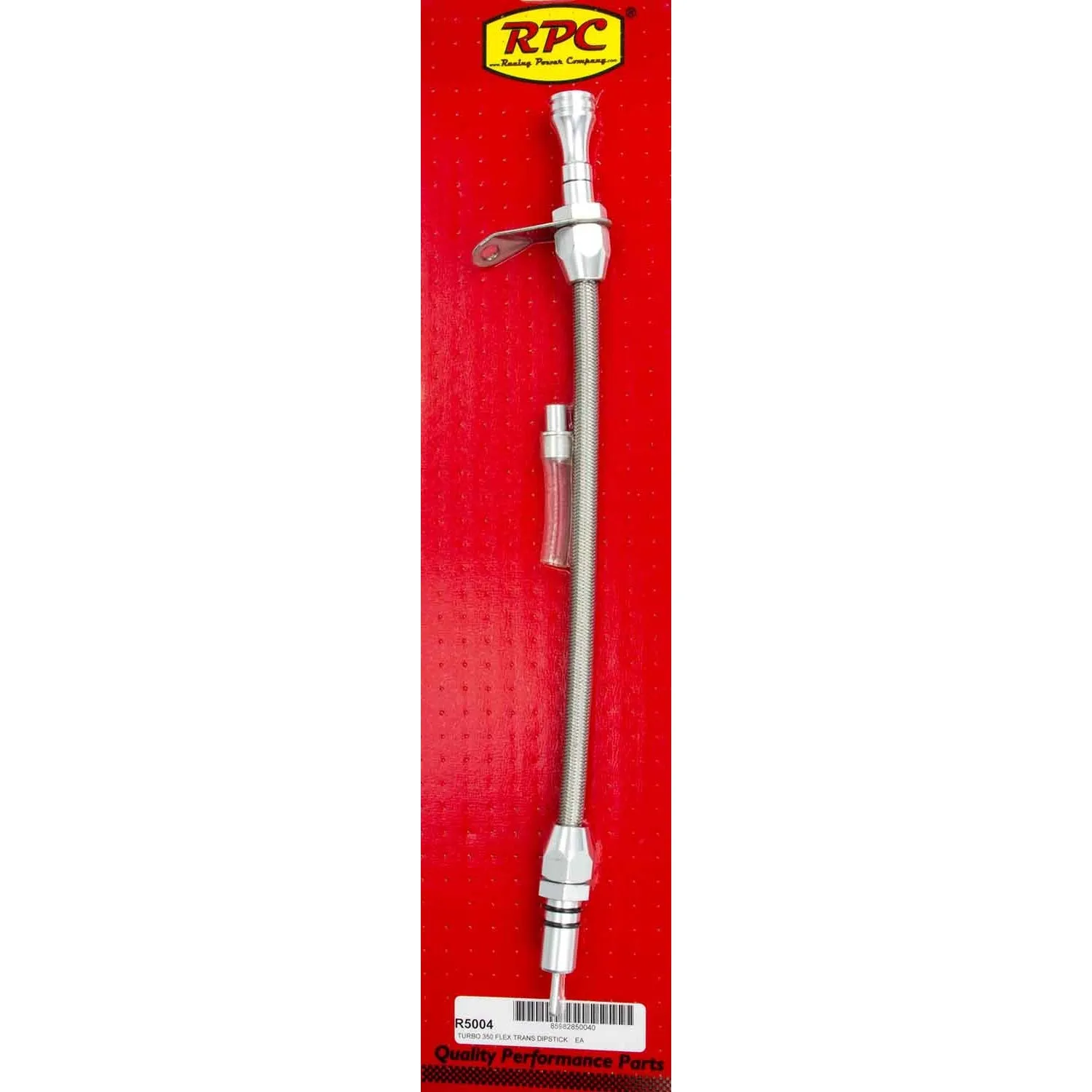 Racing Power Bellhousing Mount Transmission Dipstick Braided/Billet Stainless Natural TH350 - Each