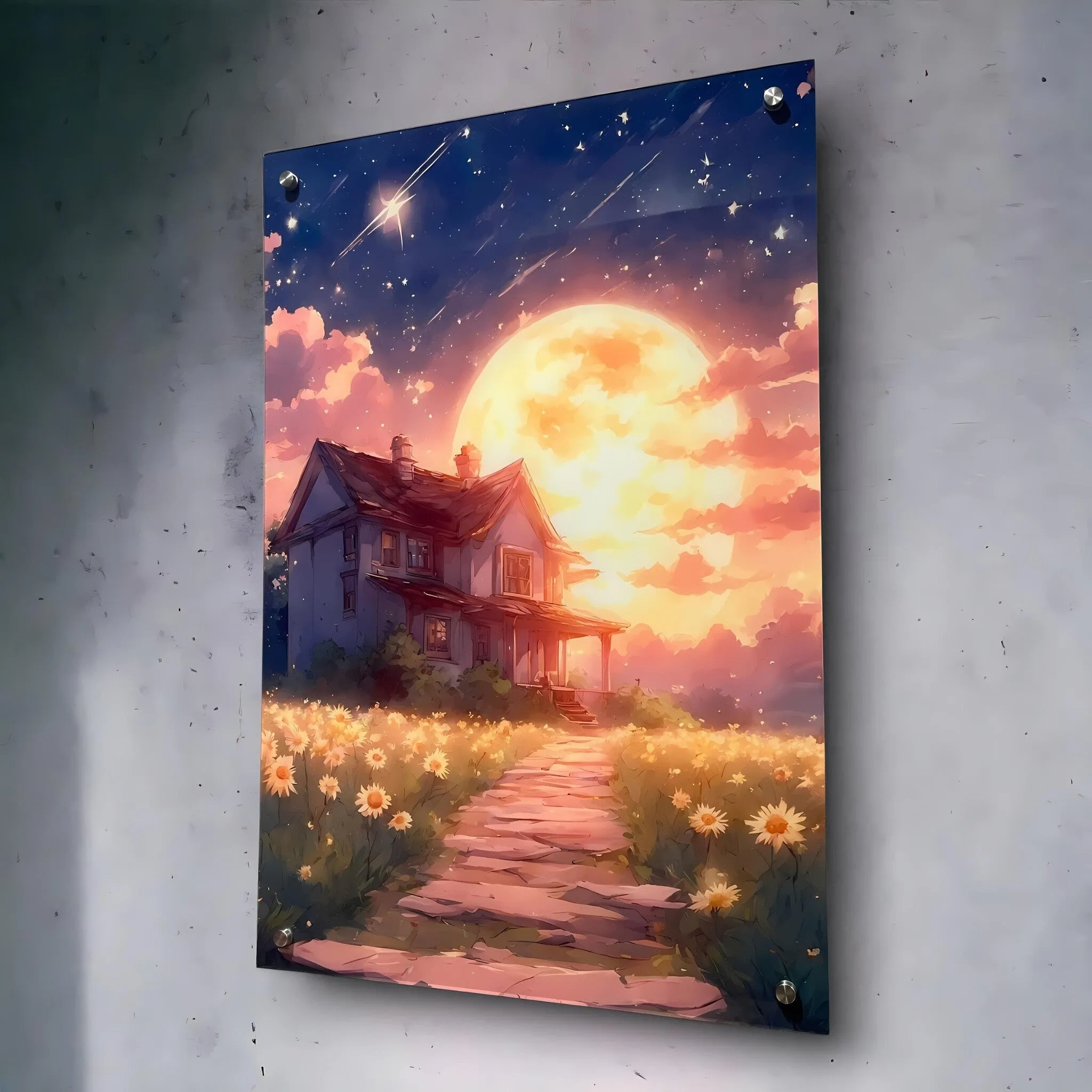 Starry Sunset (Lonely Home) Acrylic Wall Art