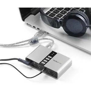 StarTech.com 7.1 USB Audio Adapter External Sound Card - 7.1 Sound Channels - External - 48 kHz Maximum Playback Sampling Rate - USB - 1 x Number of Audio Line Out