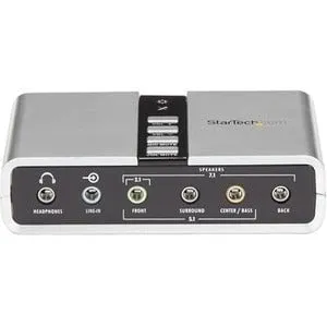 StarTech.com 7.1 USB Audio Adapter External Sound Card - 7.1 Sound Channels - External - 48 kHz Maximum Playback Sampling Rate - USB - 1 x Number of Audio Line Out