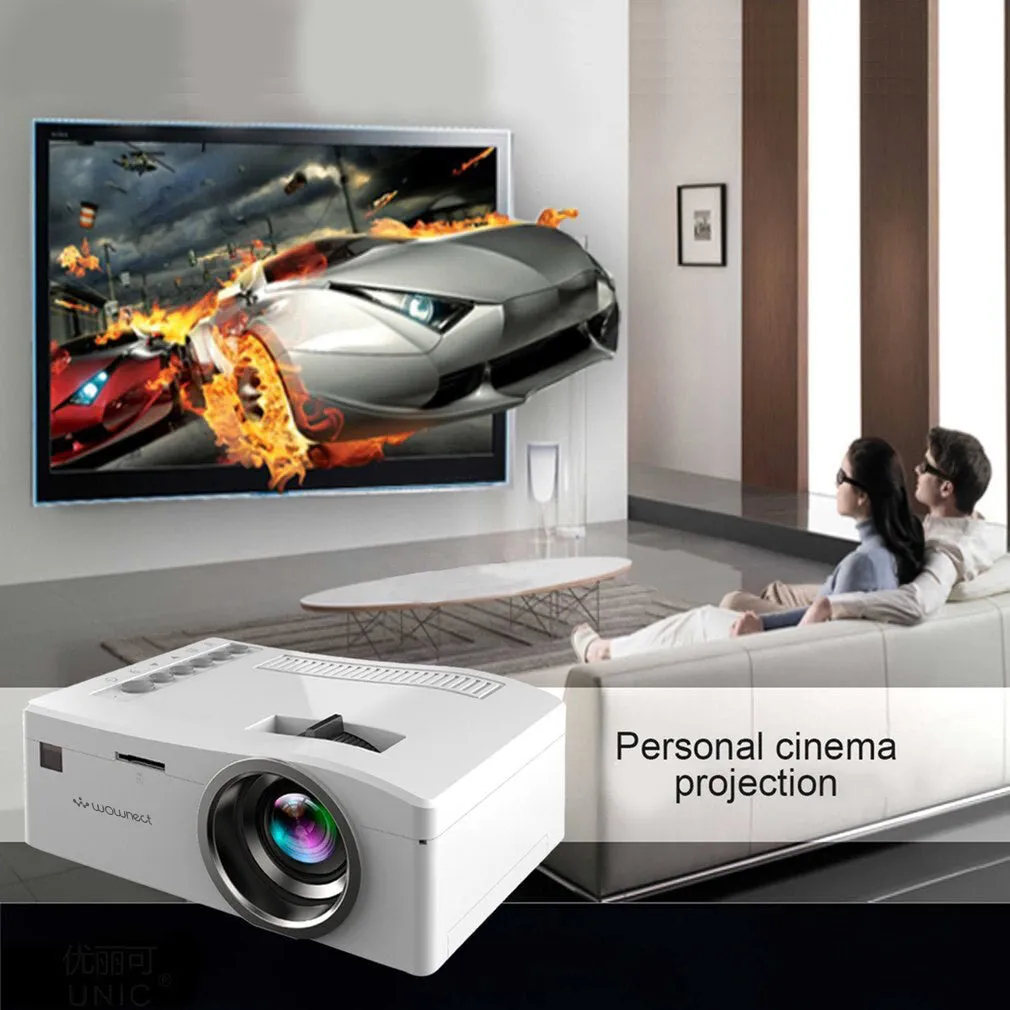 UC18 Multimedia Mini Portable Projector for Home Cinema Entertainment, Kids Education Projector, HD LED Gaming Projector [Support USB TV VGA SD AV]