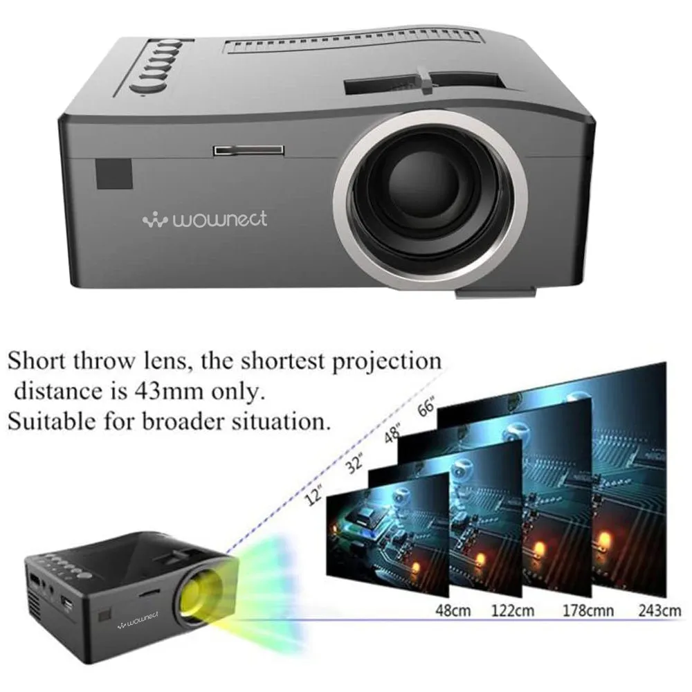 UC18 Multimedia Mini Portable Projector for Home Cinema Entertainment, Kids Education Projector, HD LED Gaming Projector [Support USB TV VGA SD AV]