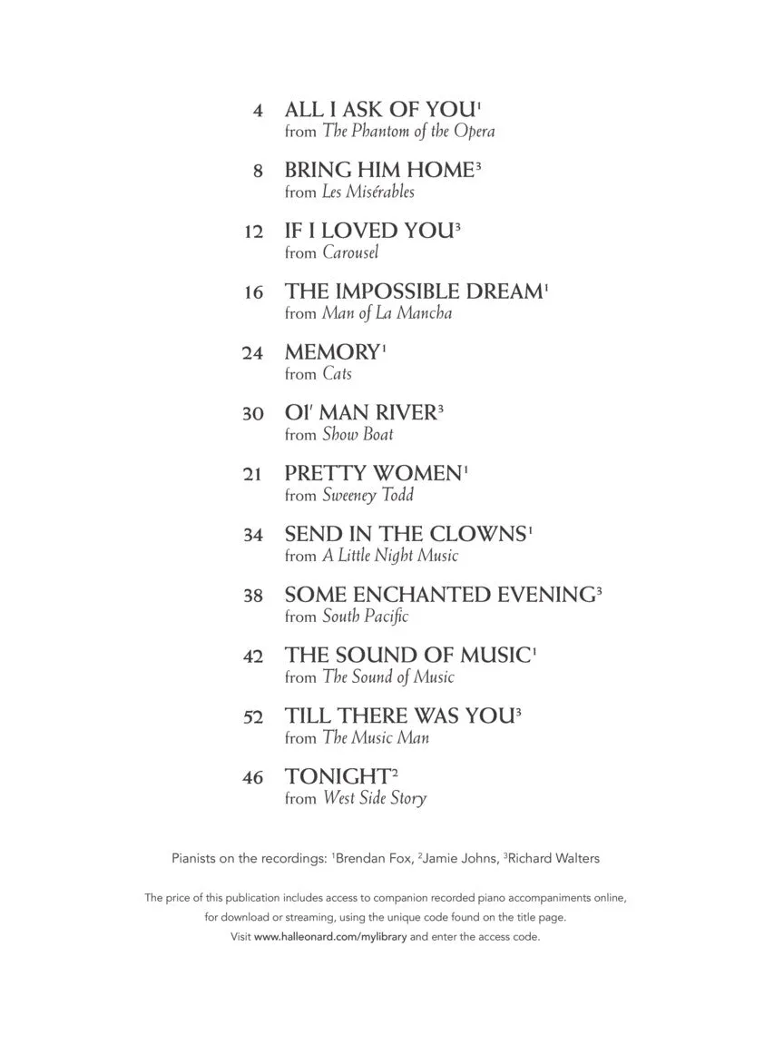 Various – Broadway Songs for Classical Players: 12 Famous Melodies from the Stage – Violin and Piano