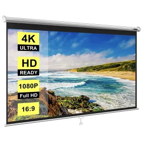 VIVOHOME 80 Inch Manual Pull Down Projector Screen, 16:9 HD Retractable Widescreen Matte for Movie Home Theater Cinema Office Video Game