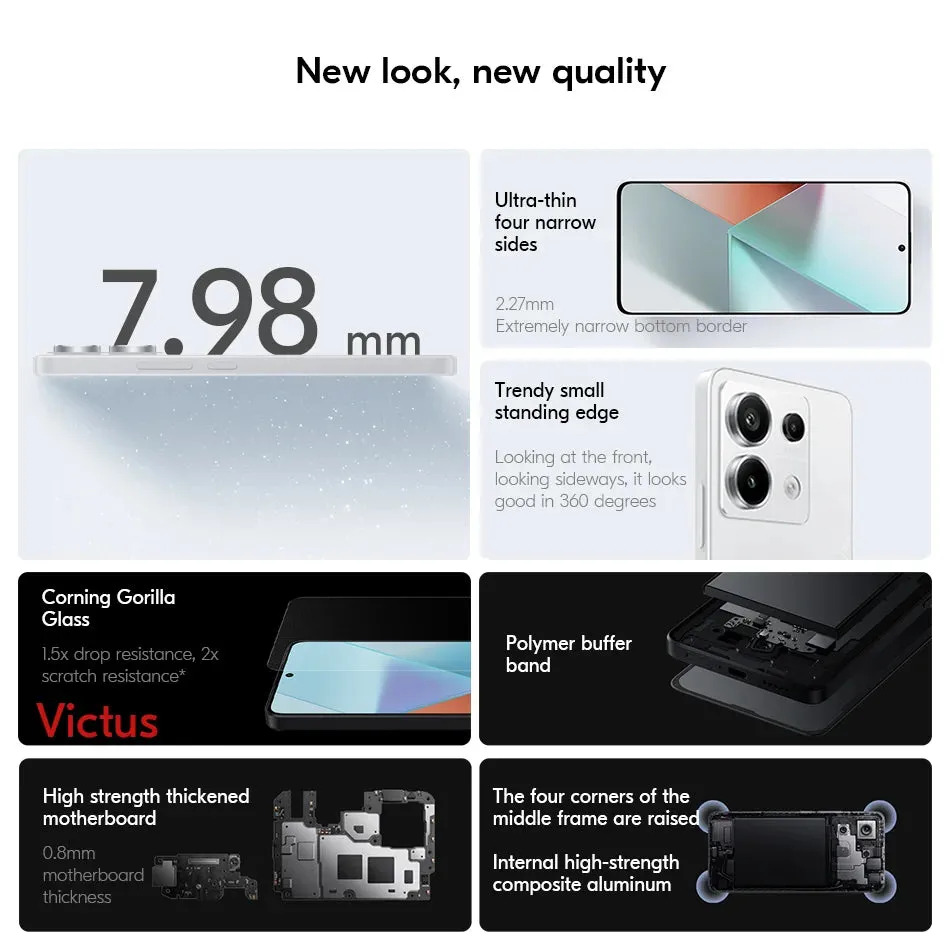 Xiaomi Redmi Note 13 Pro 5G Global ROM 128GB/256GB/512GB 200MP OIS Camera 120Hz 1.5K Snapdragon 7S Gen 2 67W Fast Charging
